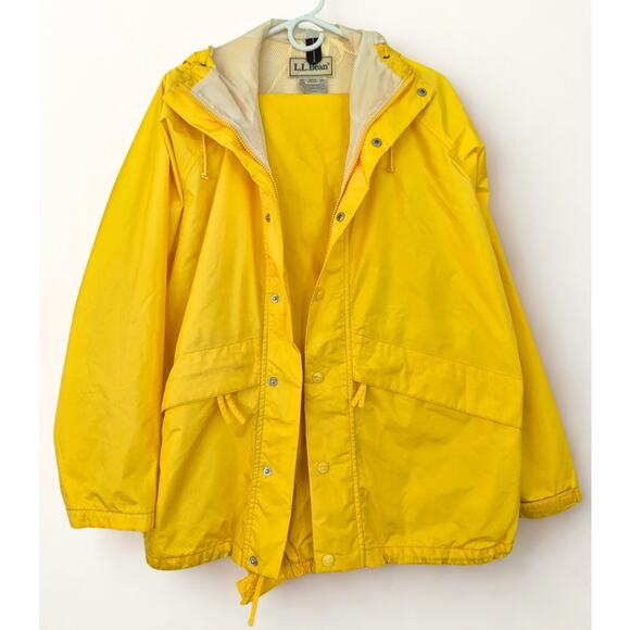 L L Bean Gortex Rain Work Gear Mens Med Yellow Jacket with Hood & Pants - Picture 1 of 12